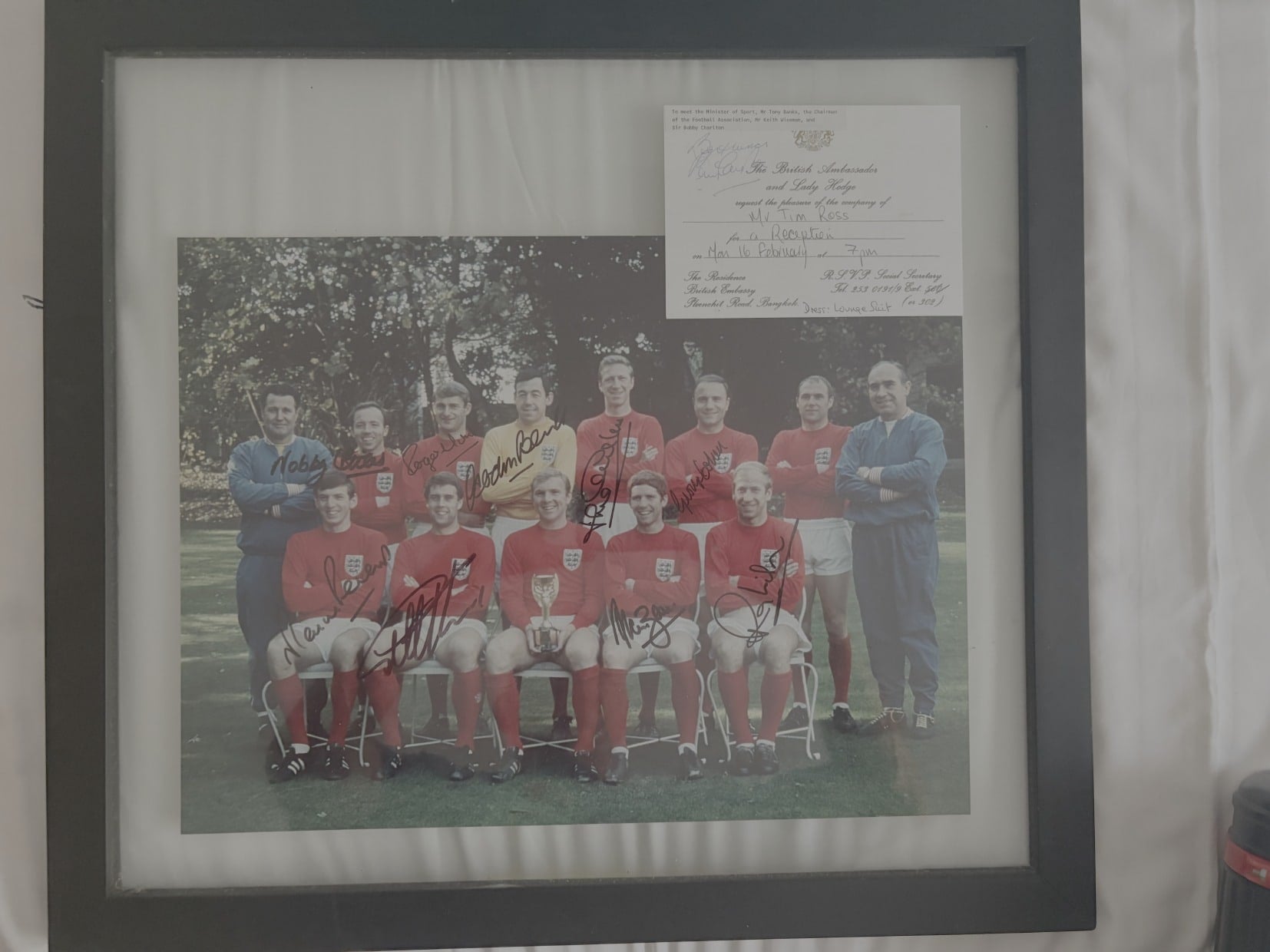 The framed England 1966 team — signed