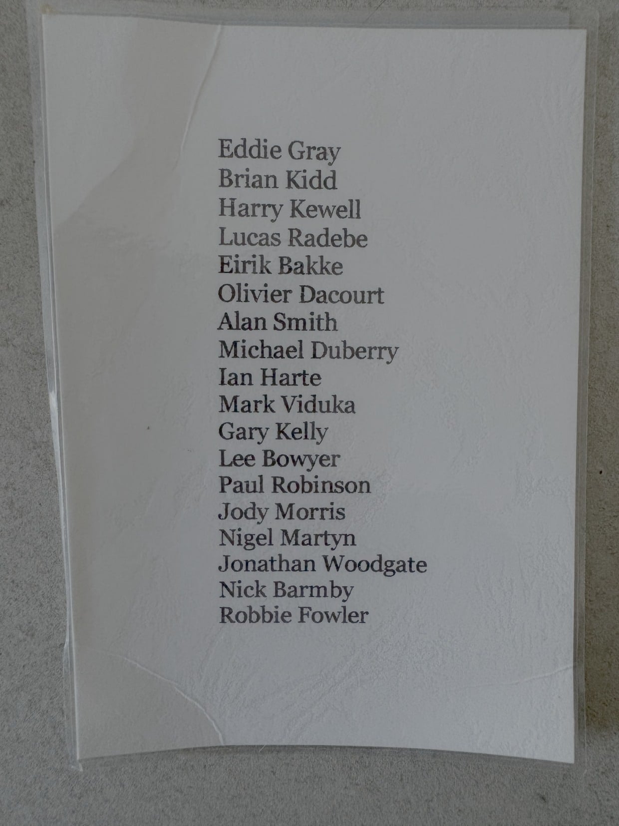 The signature list