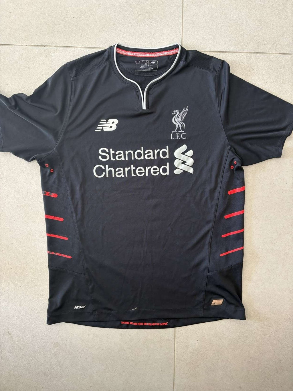 2016/17 Liverpool away shirt, front, New Balance with Standard Chartered sponsor