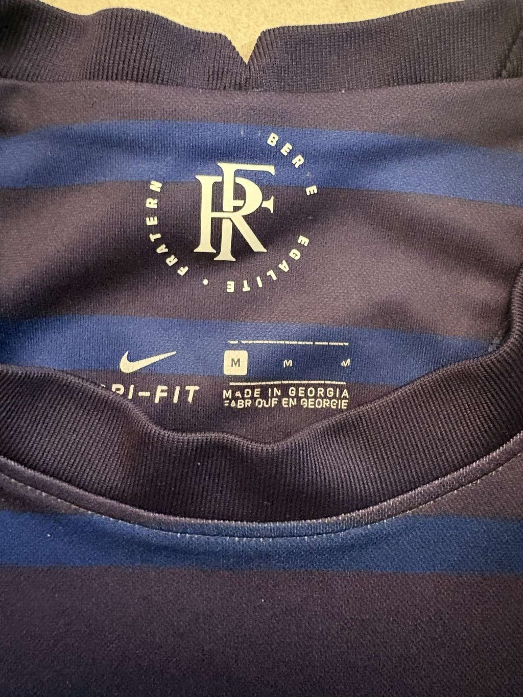 Neck detail on the 2020 France home shirt