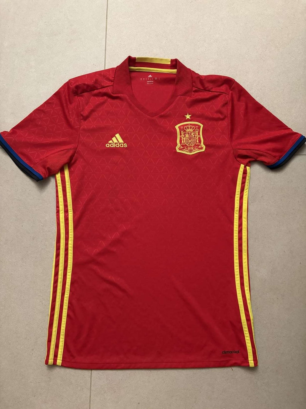 2016 Spain home shirt in red, front, adidas