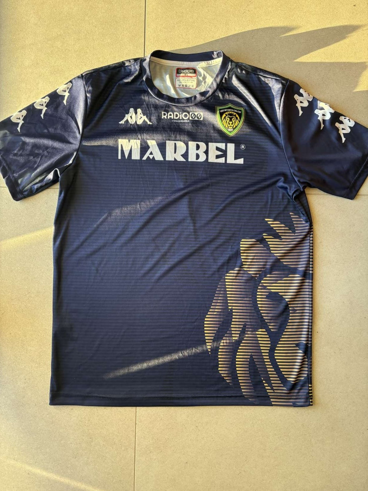 2019/20 USD Bitonto third shirt in blue, front, Kappa