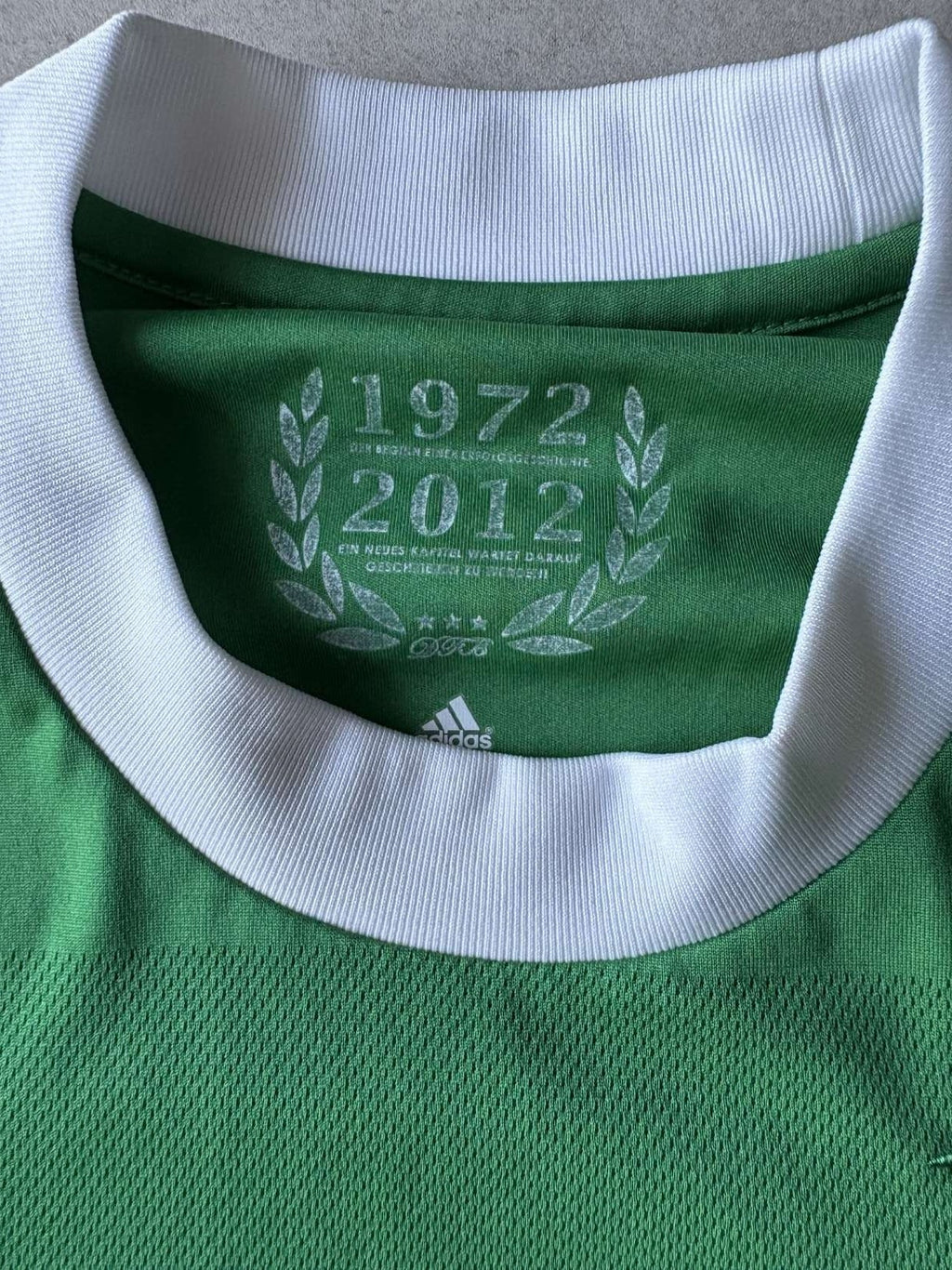 1972-2012 commemorative neck detail on the 2012 Germany away shirt