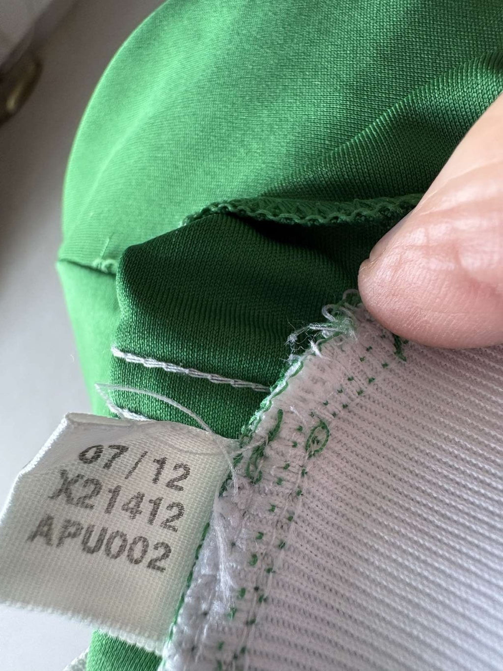Inner label showing the product code of the 2012 Germany away shirt