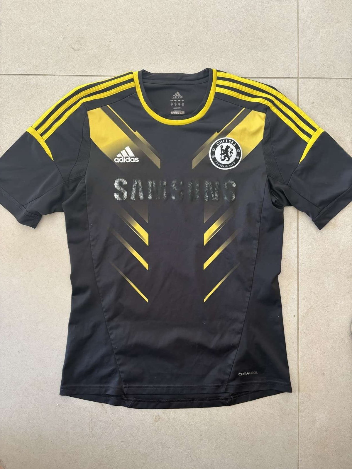 2012/13 Chelsea third shirt in black and yellow, front, adidas with Samsung sponsor