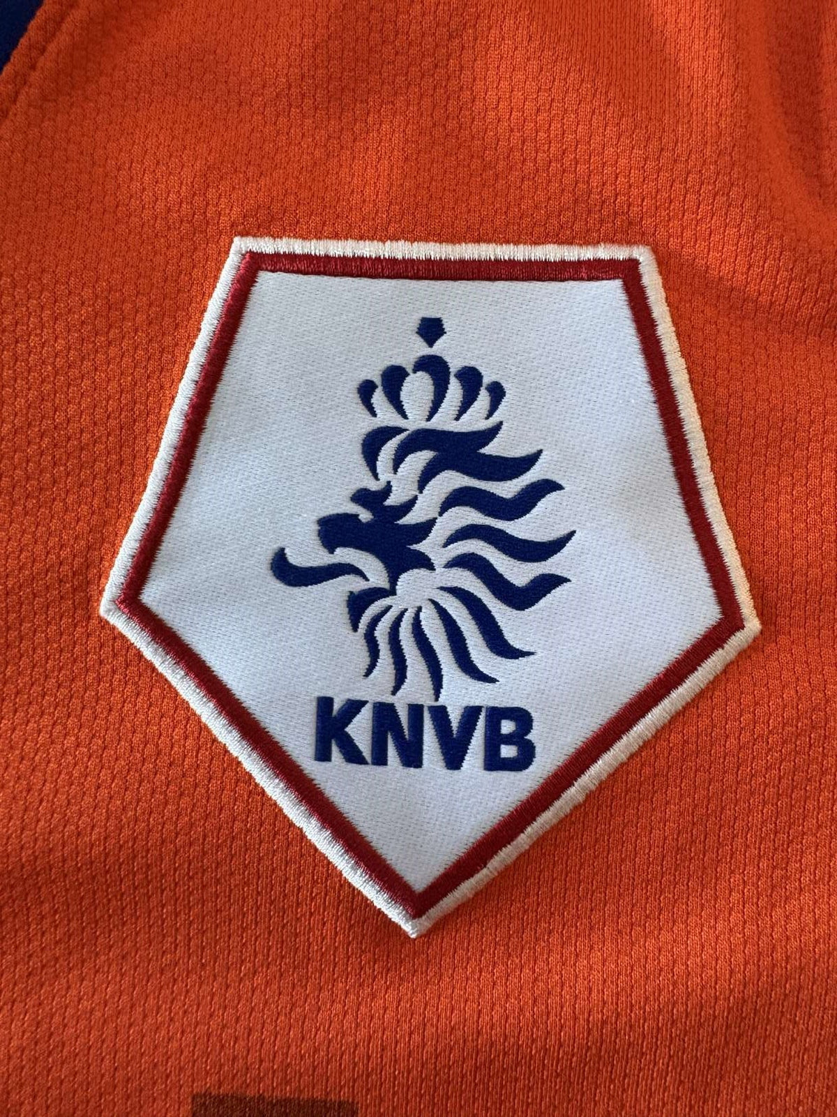 Netherlands KNVB crest on the 2008 home shirt