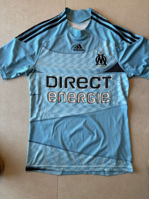 2009/10 Marseille away shirt in light blue, front, adidas with Direct Energie sponsor