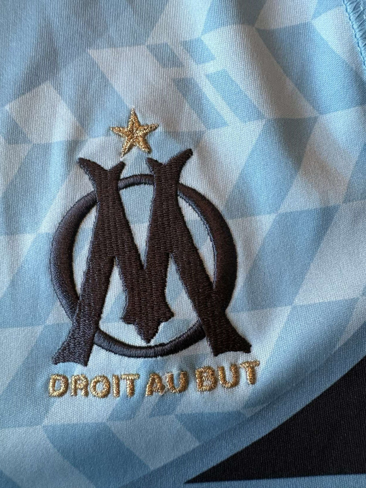Olympique de Marseille crest on the 2009/10 away shirt