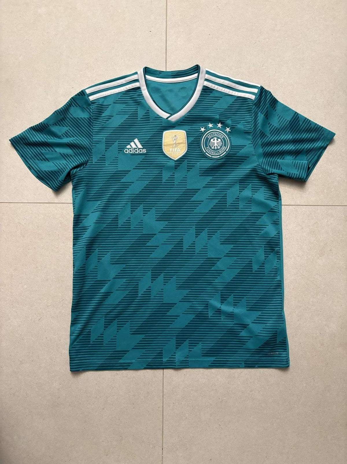 2018 Germany away shirt in green, front, adidas