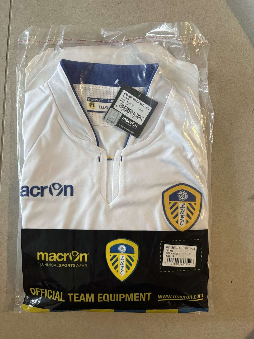 Original tags still attached to the 2014/15 Leeds United shirt