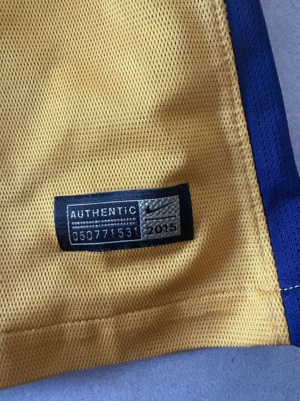 Nike branding on the 2015/16 Barcelona away shirt